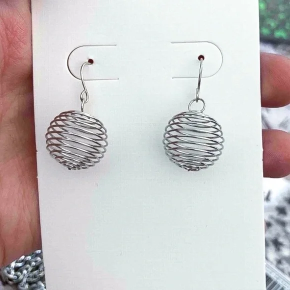 Any 3/$25! Silver Spiral Ball Drop Earrings - Picture 3 of 6